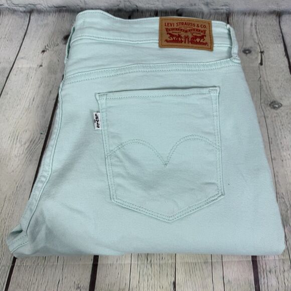 Levi's 711 Skinny Leg Jeans Women 31 Green Denim Pockets Flat Front Regular Fit - Picture 1 of 15